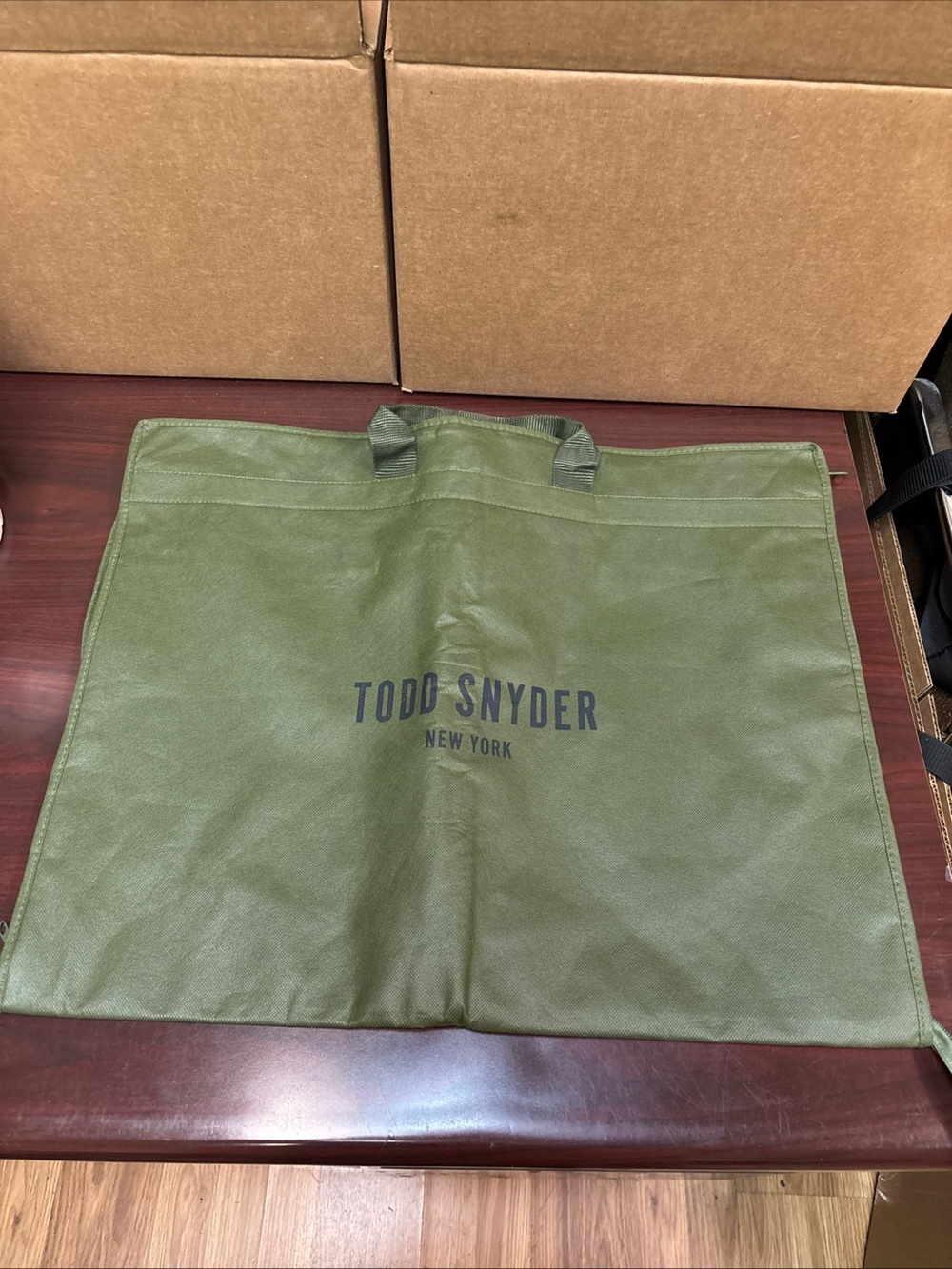 Todd Snyder Suit Garment Bag Empty Shoe Pockets Storage Logo Lightweight Fabric